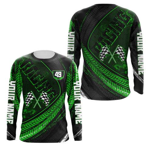 Dirtbike Racing Jersey UPF30+ Personalized Motocross Off-road Riders Tire Track Green Riding Jersey| NMS607