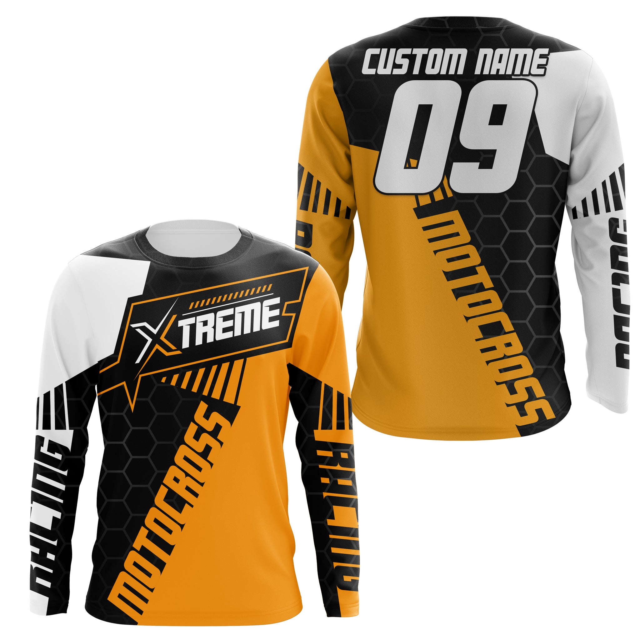 Extreme Motocross Jersey Personalized UPF30+ Racing Shirt Dirt Bike Off-road Biker Motorcycle - Orange| NMS629