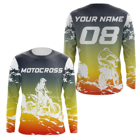 Motocross Personalized Jersey T-shirt Youth Long Sleeves, Dirt Bike Racing Motorcycle Off-road Riders| NMS590