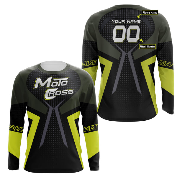 Personalized Motocross Jersey UPF30+ Kid&Adult Riders Yellow Black Dirt Bike Racing Motorcycle| NMS621