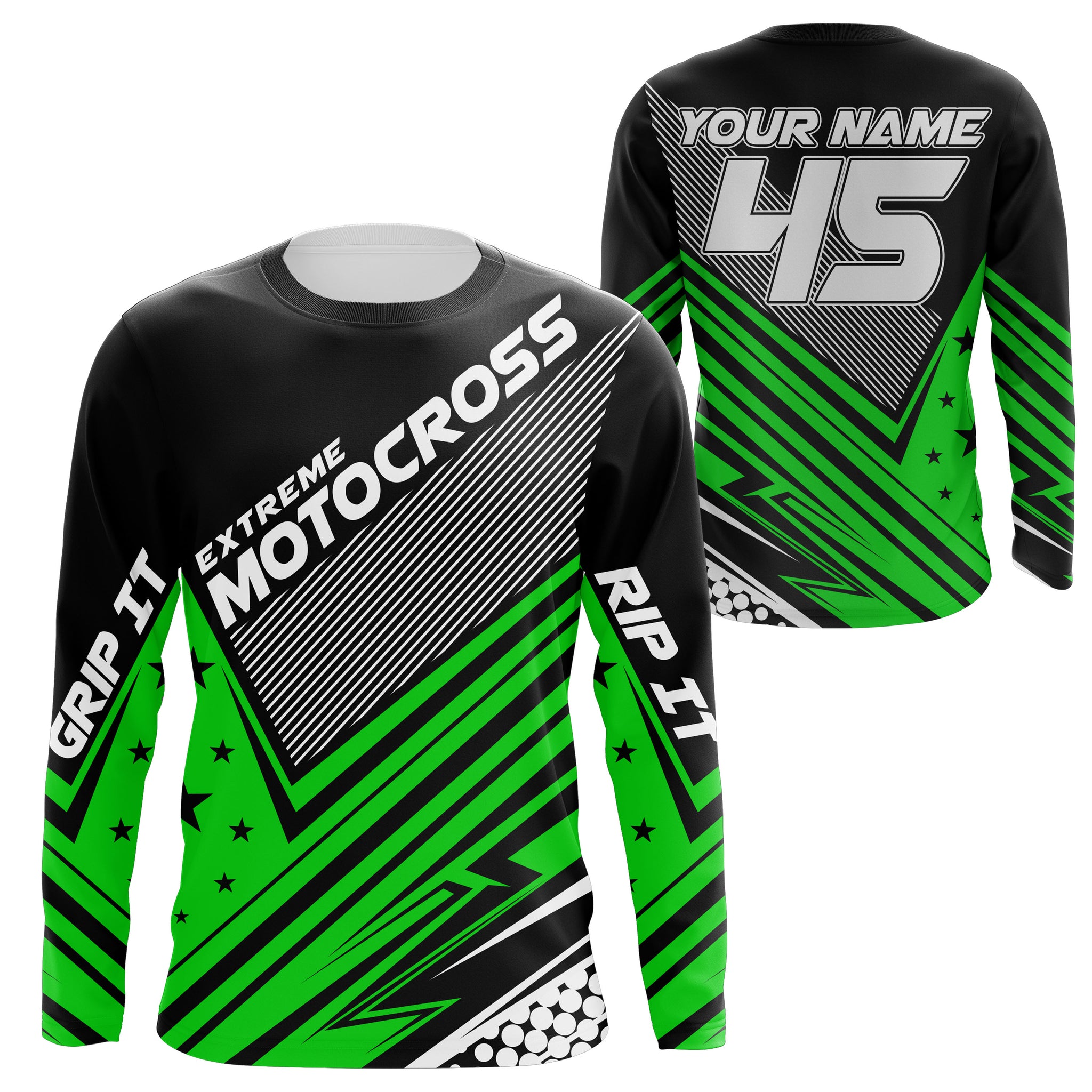 Personalized Motocross Jersey UPF30+, Motorcycle Green Dirt Bike Racin –  Myfihu