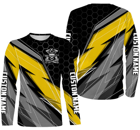 Personalized Riding Jersey, T-shirt, Hoodie, Motocross Racing Shirt, Dirt Bike Motorcycle Long Sleeves for Off-Road Biker - Yellow| NMS279