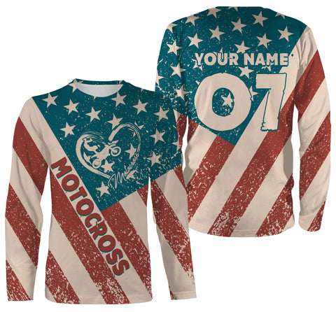 American Motocross Personalized Jersey Dirt Bike Riding Shirt Patriotic Off-road Motorcycle Riders| NMS511