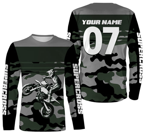 Camo Supercross Jersey Custom Number & Name Motorcycle Riding Shirt Off-Road Rider Dirt Bike Racing| NMS544