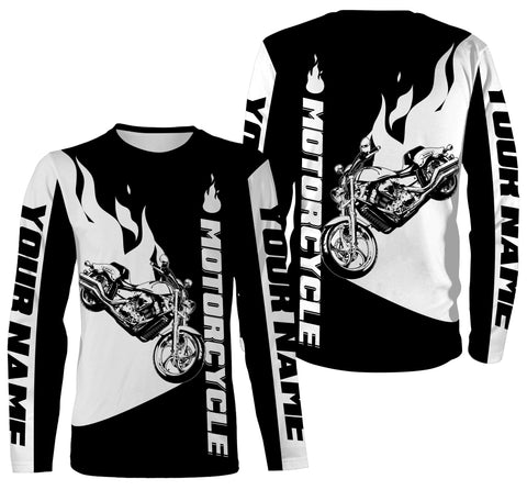 Biker Personalized Long Sleeves Hoodie T-shirt, Cool Off-road Racing Motorcycle Shirt All Over Printed| NMS309