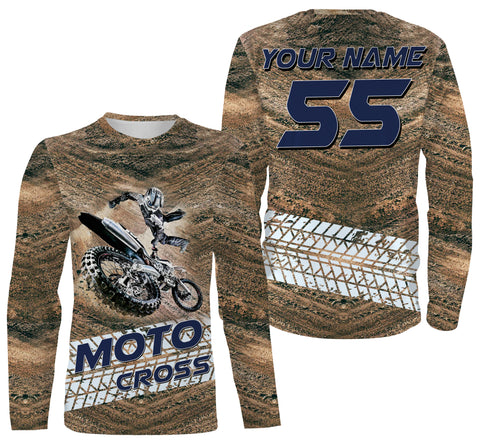 Motocross Rider Personalized Long Sleeves Hoodie T-shirt, All Over Printed Motorcycle Dirt Racing| NMS300