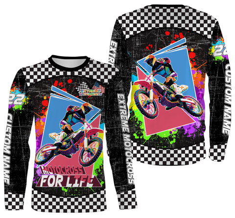 Extreme Motocross Racing All Over Printed Long Sleeves, Hoodie, T-shirt, Personalized Motorcycle Off-road Shirt| NMS285