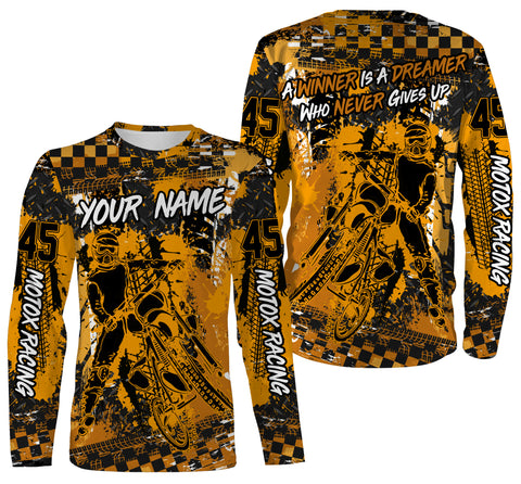 MotoX Racing A Winner Is A Dreamer All Over Printed Hoodie, Long Sleeves, Personalized Motocross Dirt Bike Shirt| NMS271