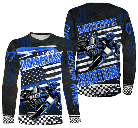 Personalized Motocross Racing Over Printed Hoodie, Long Sleeves, Extreme MotoX Addition Biker Patriotic| NMS275