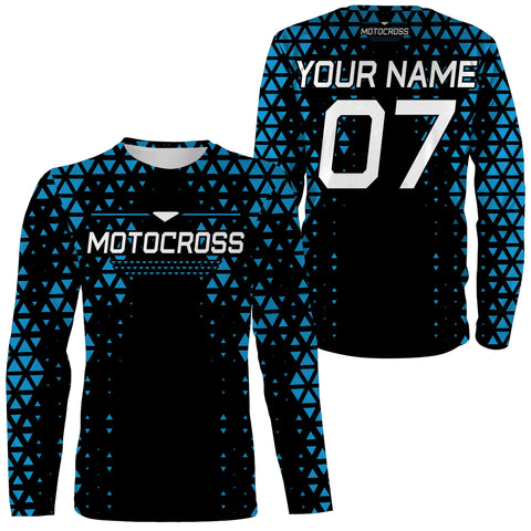 Personalized Motocross Jersey Custom Number Blue Diamond Motorcycle Shirt Off-Road Dirt Bike Racing| NMS549
