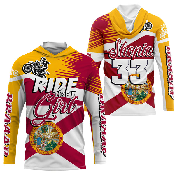 Florida Motocross Girls Jersey Custom Name Ride Like A Girl FL Dirt Bike Off Road Motorcycle Women Riders| NMS827