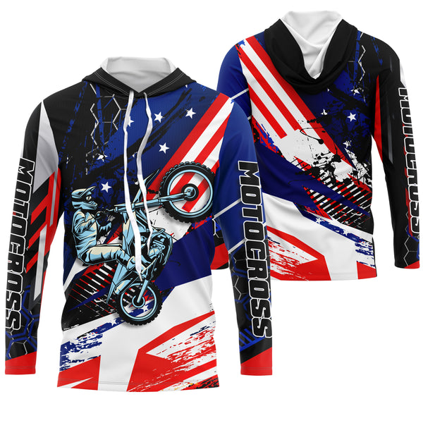 Patriotic Motocross Jersey Personalized UPF30+ MX Racing Shirt American Biker Motorcycle US Adult&Kid| NMS716