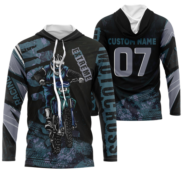 Personalized Motocross Jersey UPF 30+, Extreme Motocross Racing Shirt, Off-Road Long Sleeves Adult & Kid| NMS678