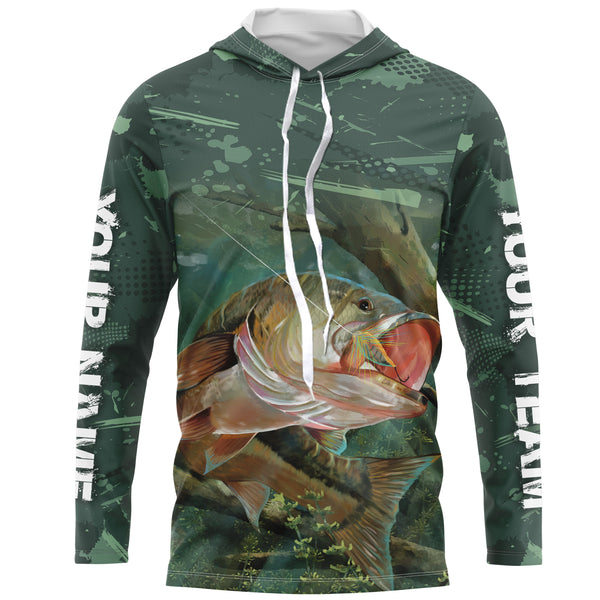 Largemouth Bass fishing green camo custom name and team name with bass fish ChipteeAmz's art shirts AT045