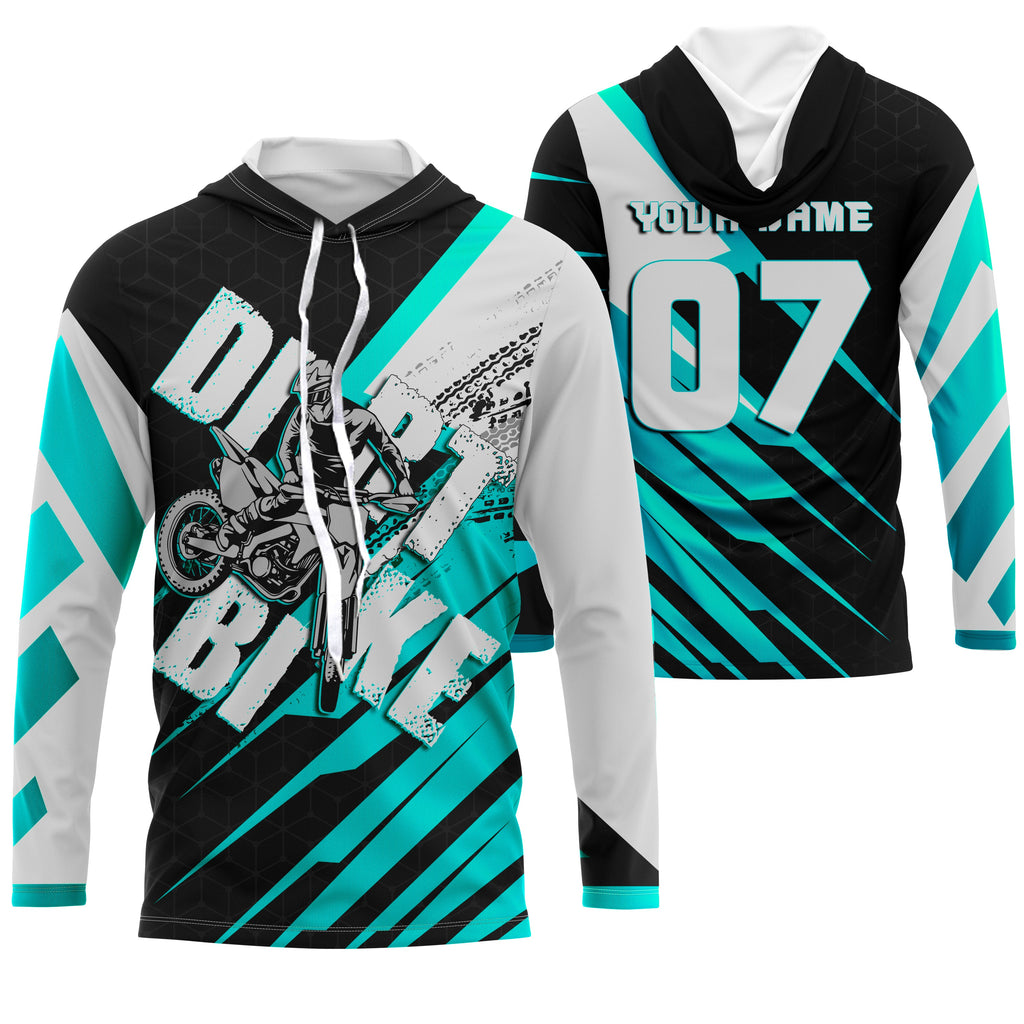Turquoise custom dirt bike jersey UPF30+ kid&adult riders motocross ra –  Myfihu
