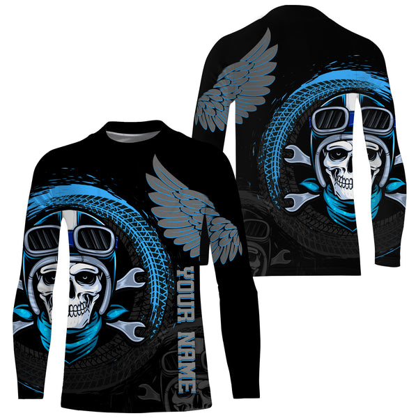Skull Biker Wings Personalized Jersey Hoodie All Over Print Motorcycle Off-road Rider Racing Shirt| NMS471