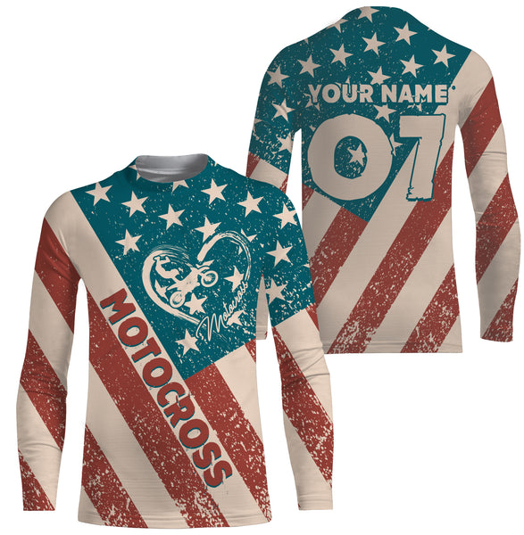 American Motocross Personalized Jersey Dirt Bike Riding Shirt Patriotic Off-road Motorcycle Riders| NMS511