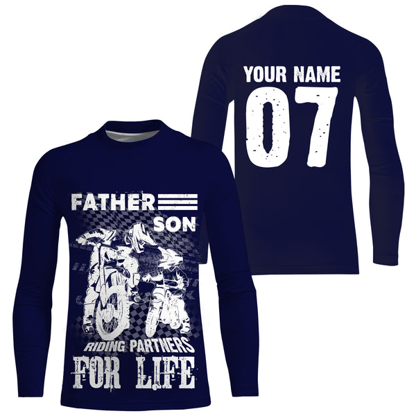 Father & Son Riding Partners Personalized Jersey UPF30+ Dirt Bike Dad Biker Youth Racing Shirt| NMS526