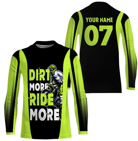 Dirt More Ride More Personalized Riding Jersey UPF 30+ UV Protect Tshirt, Dirt Bike Motocross Racewear| NMS393
