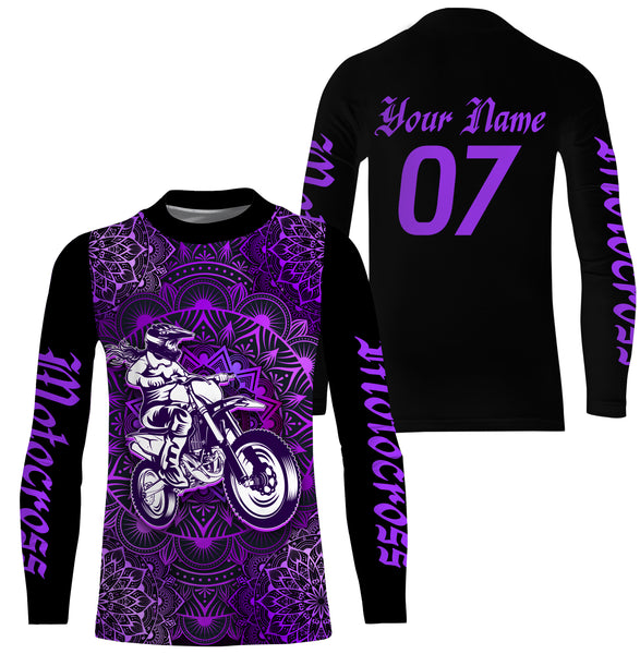 Motocross Girl Jersey Personalized UPF30+ Purple MX Women Shirt Female Dirt Bike Rider Motorcycle| NMS660