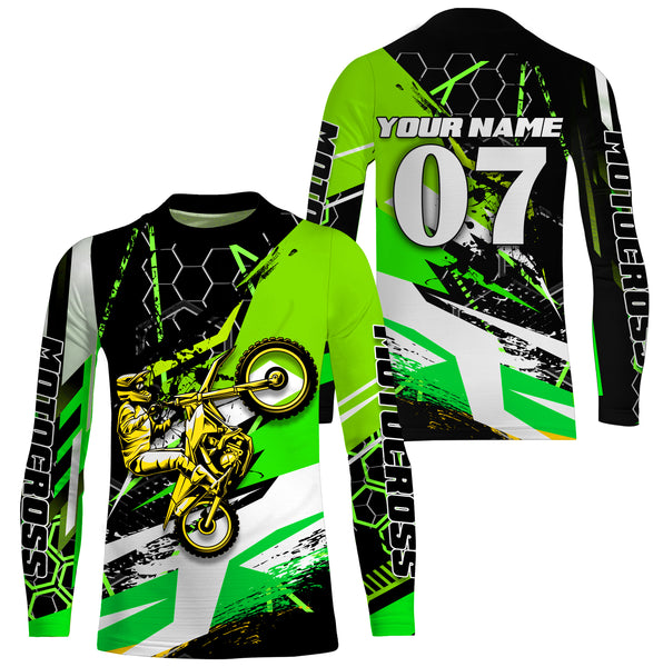 Motocross Racing Custom Number&Name Jersey T-shirt Youth Long Sleeves, Dirt Bike Motorcycle Off-road Riders| NMS680