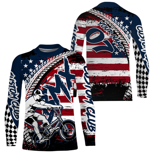 Personalized American Cycling shirt UPF30+ Patriotic BMX racing jersey stunt riding racewear| SLC13