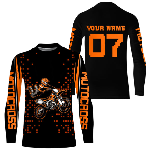 Custom Motocross jersey UPF30+ kid&adult orange dirt bike racing off-road motorcycle riders| NMS883