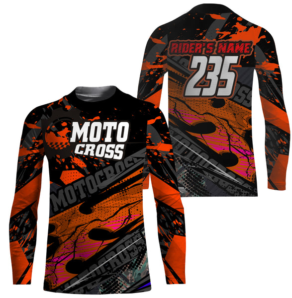 Personalized Motocross Jersey UPF30+, Motorcycle Red Dirt Bike Racing Shirt Off-Road Riders Racewear| NMS739