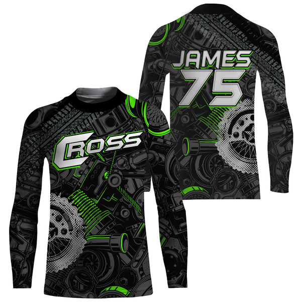 Personalized Camo Cross Jersey UPF30+ UV Protect, Motocross Supercross Racing Motorcycle Rider Racewear NMS456
