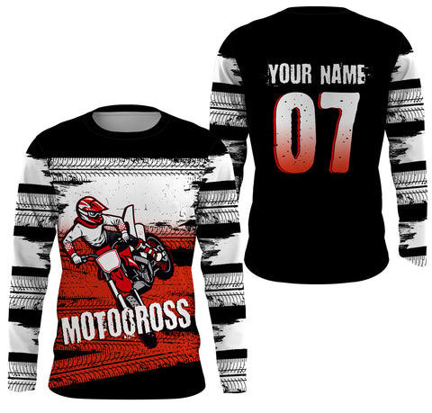 Custom Motocross Racing Jersey UPF30+ UV Protect, Dirt Bike Wheel Mark Off-Road Riders Racewear| NMS442