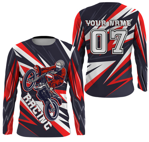 Personalized Racing Jersey UV Protect, UPF 30+ Dirt Bike Youth Long Sleeves Riders Motocross Racewear| NMS371