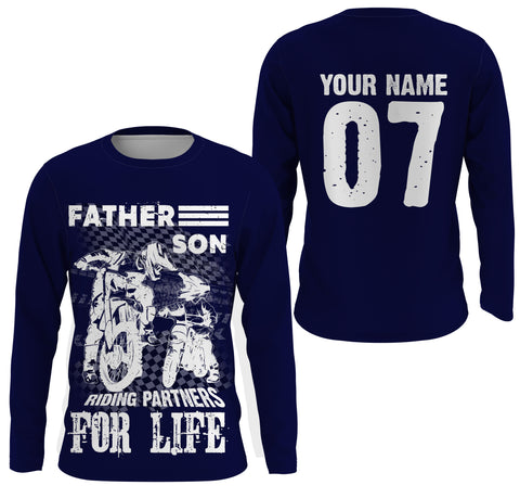 Father & Son Riding Partners Personalized Jersey UPF30+ Dirt Bike Dad Biker Youth Racing Shirt| NMS526