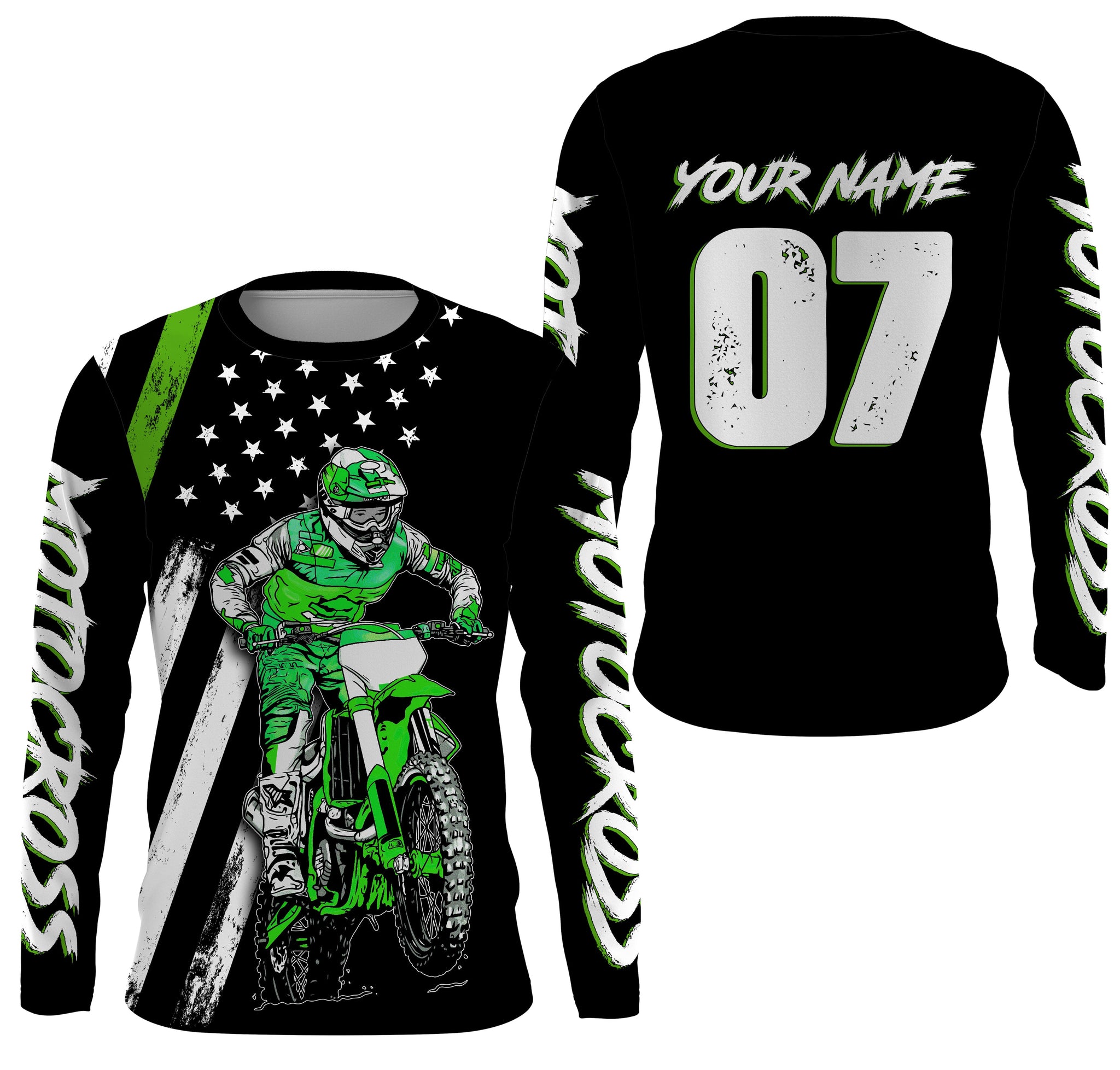 Personalized Motocross Jersey American Kid&Adult UPF30+ Dirt Bike Racing Off-road Riders Motorcycle Shirt| NMS639