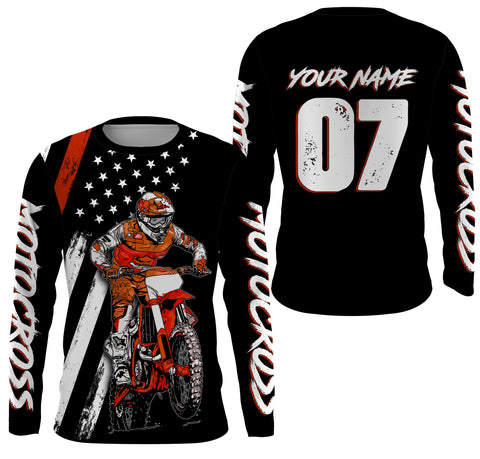 Custom motocross jersey American kid&adult UPF30+ orange dirt bike racing off-road motorcycle| NMS878