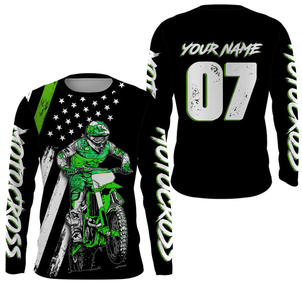 Personalized Motocross Jersey American Kid&Adult UPF30+ Dirt Bike Racing Off-road Riders Motorcycle Shirt| NMS639