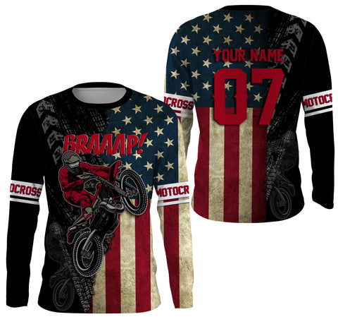American Motocross Jersey Personalized UPF30+ Brap Dirt Bike Riding Shirt Off-road Motorcycle Riders| NMS531