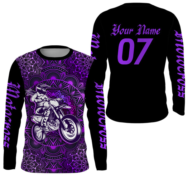 Motocross Girl Jersey Personalized UPF30+ Purple MX Women Shirt Female Dirt Bike Rider Motorcycle| NMS660