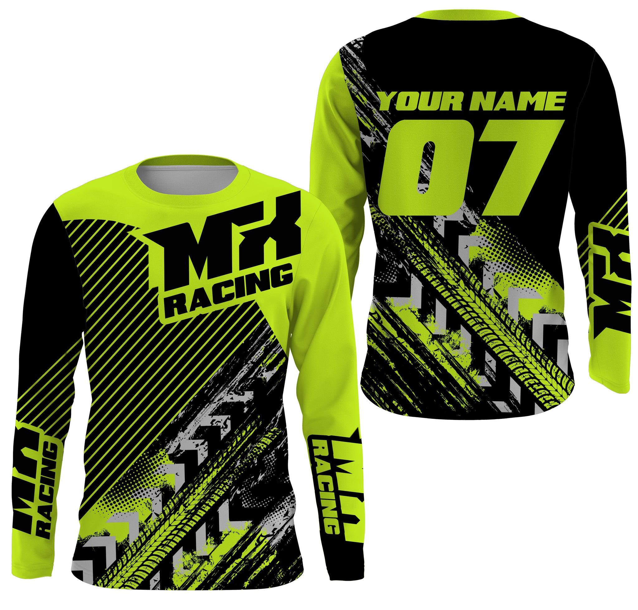 Personalized Motocross Jersey UPF30+, Motorcycle Green Dirt Bike Racin –  Myfihu