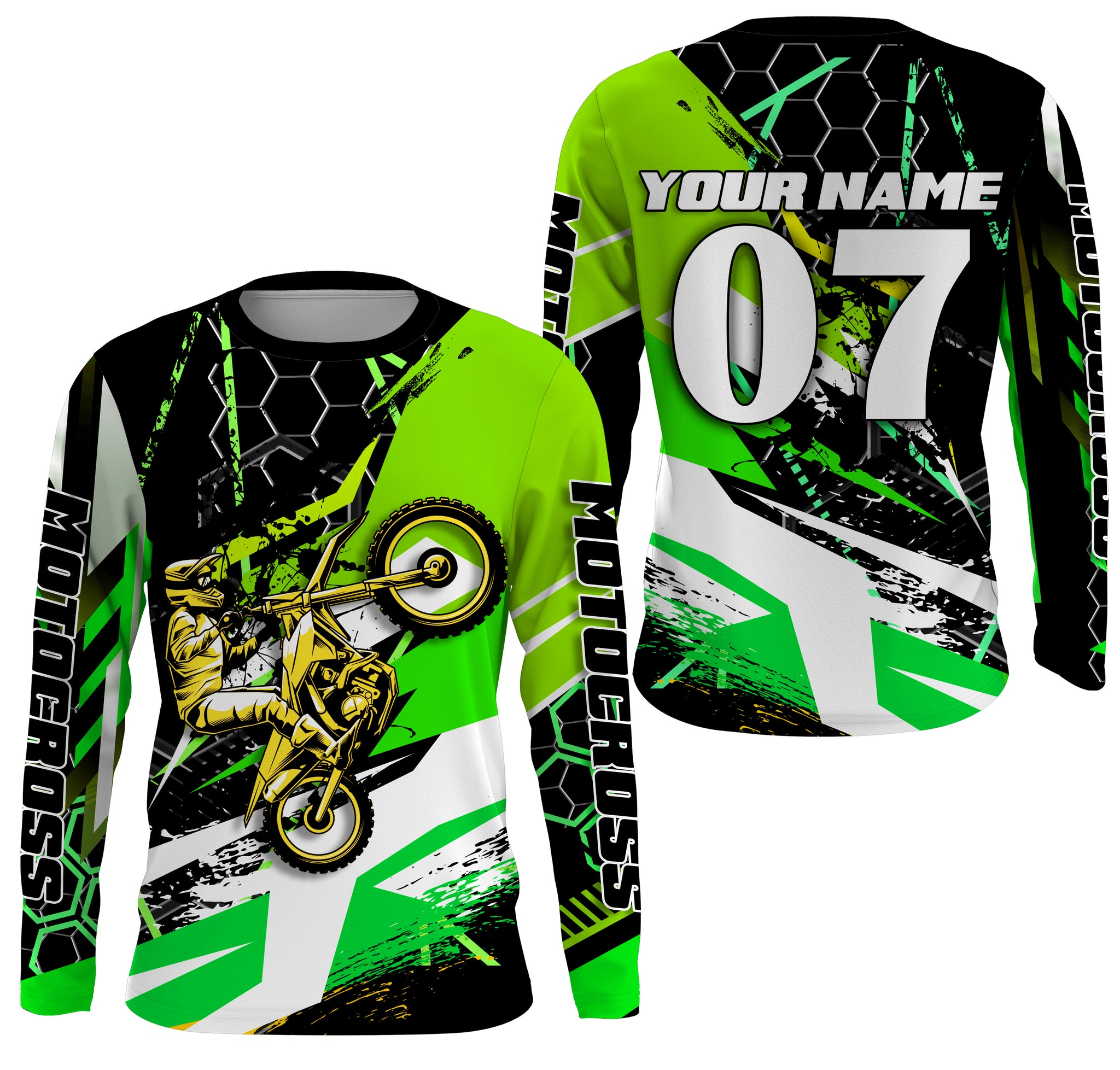 Motocross Racing Custom Number&Name Jersey T-shirt Youth Long Sleeves, Dirt Bike Motorcycle Off-road Riders| NMS680