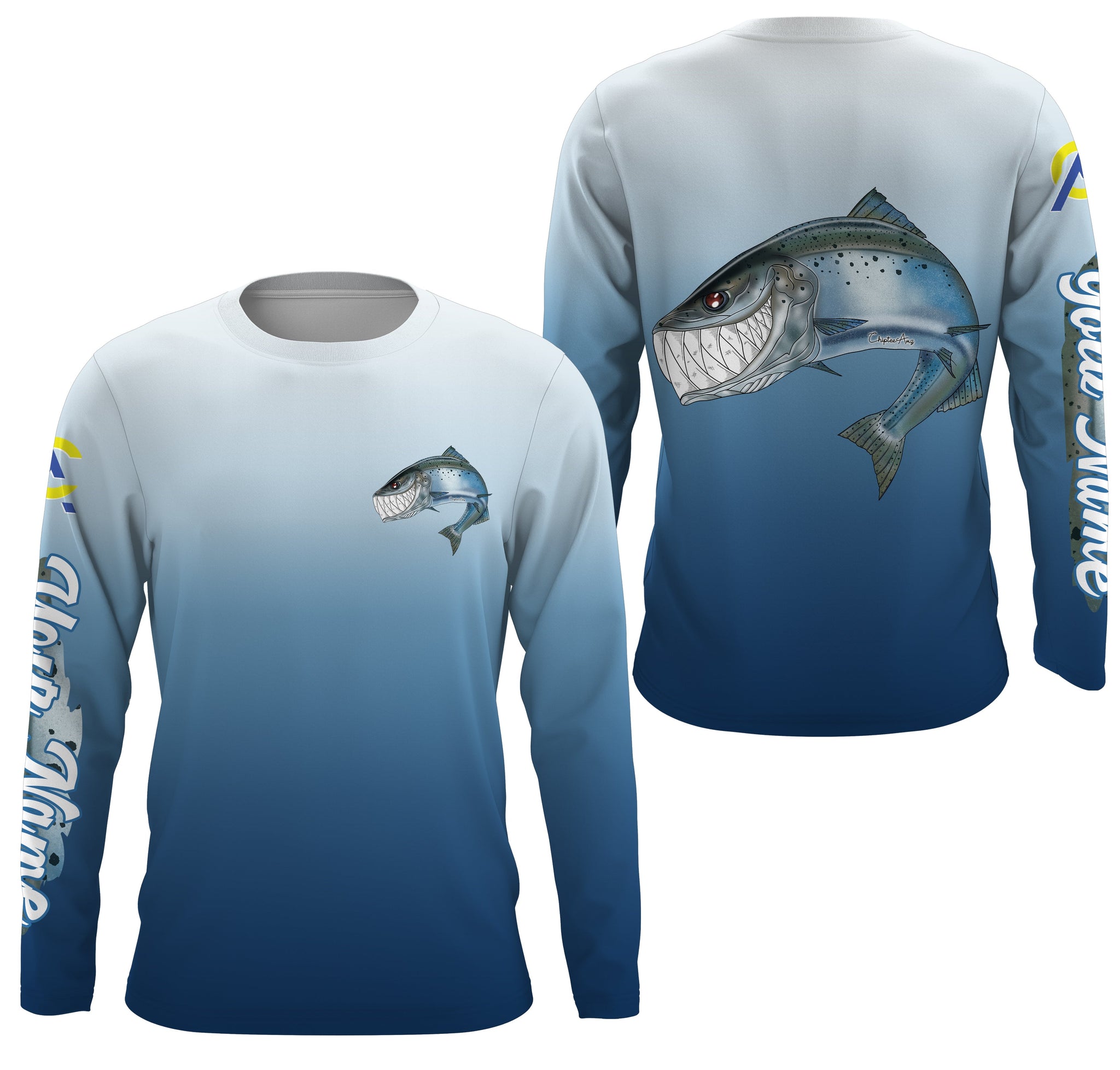Salmon fishing custom name with funny Salmon ChipteeAmz's art UV protection shirts AT027
