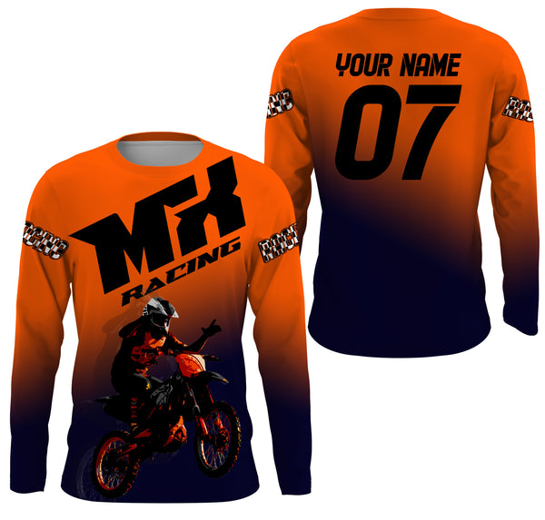 Orange Custom Motocross Jersey UPF30+ Adult&Kid MX Racing Dirt Bike Off-Road Motorcycle| NMS856