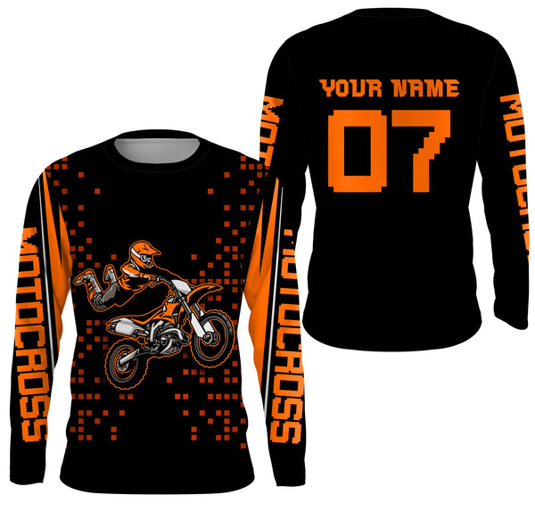 Custom Motocross jersey UPF30+ kid&adult orange dirt bike racing off-road motorcycle riders| NMS883