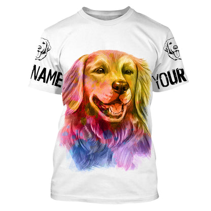 Colorful Labrador Retriever T-shirt Long Sleeve Hoodie| Custom Name Dog Shirt for Lab Mom Lab Dad| JTSD296