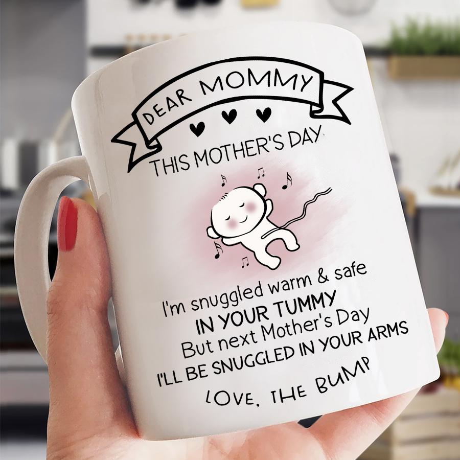 Cute Pregnant Mom Mug | Dear Mommy from the Bump | Happy First Mother's Day Gift, New Mommy, Mom to Be, Expecting Mother | N1053