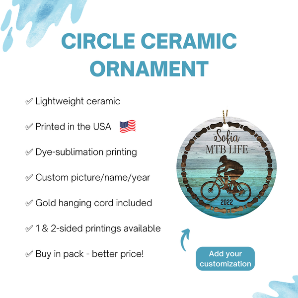 MTB life bike christmas ornament, mountain bike ornament, cyclist ornaments, downhill cycling gift| ONT136