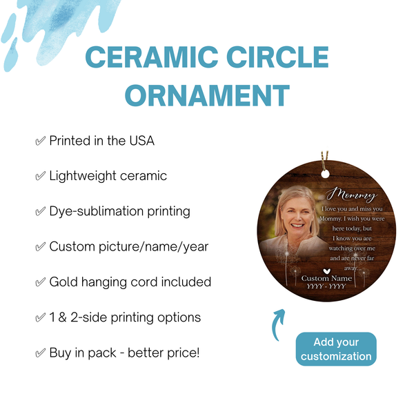 Personalized mom memorial ornament, in loving memory of mother, sympathy Xmas ornament for loss| ONT63