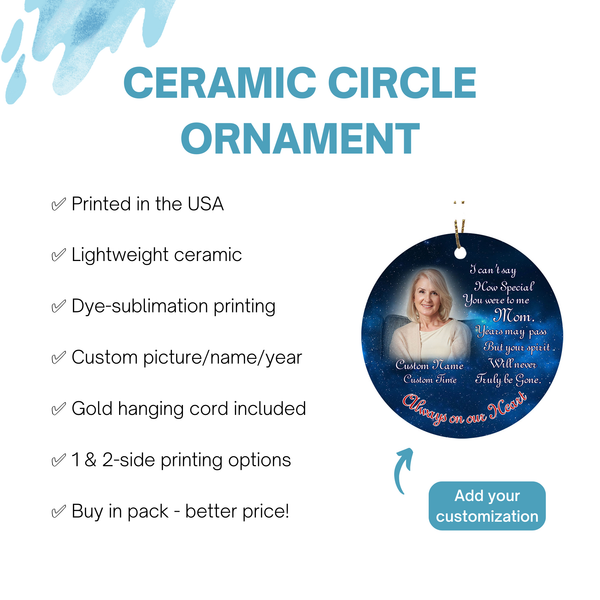 Mom memorial ornament, mother bereavement ornament, sympathy gift, remembrance ornament for loss| ONT66