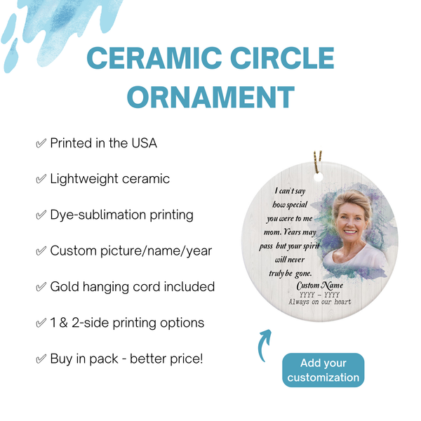 Mother memorial ornament, mom remembrance ornament, bereavement ornament for loss in Christmas| ONT67