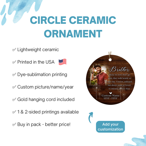 Angel Brother memorial ornament, remembrance ornament for loss, brother sympathy ornament| ONT129