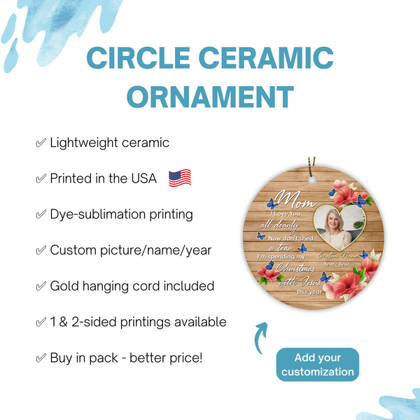 Mom memorial ornament, remembrance ornament loss mom in heaven, angel mother bereavement ornament| ONT95